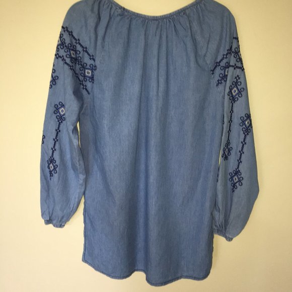 Peasant / Boho emboidered denim blouse - Picture 9 of 9